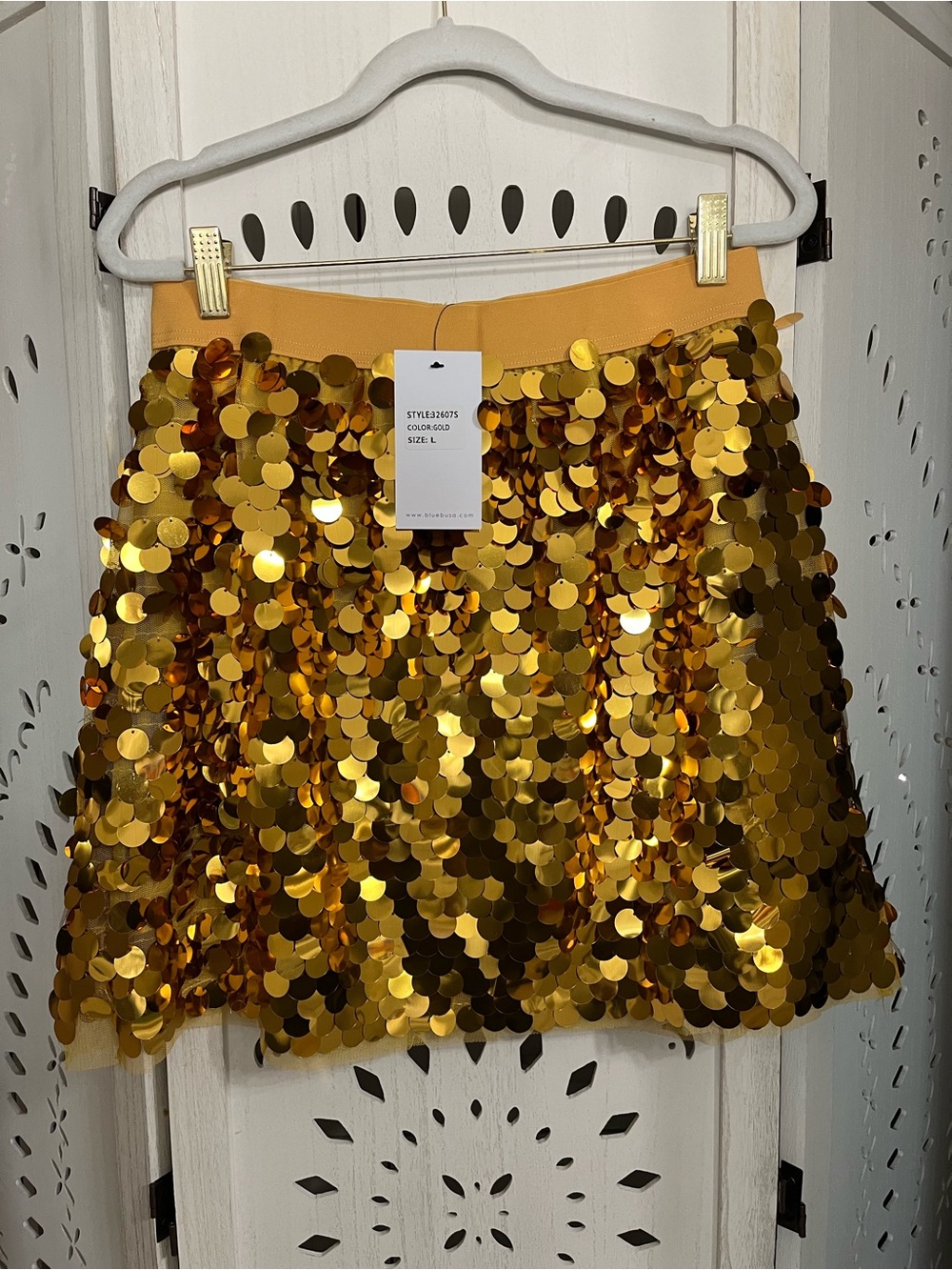 Gold Sequin Mini Skirt - Women